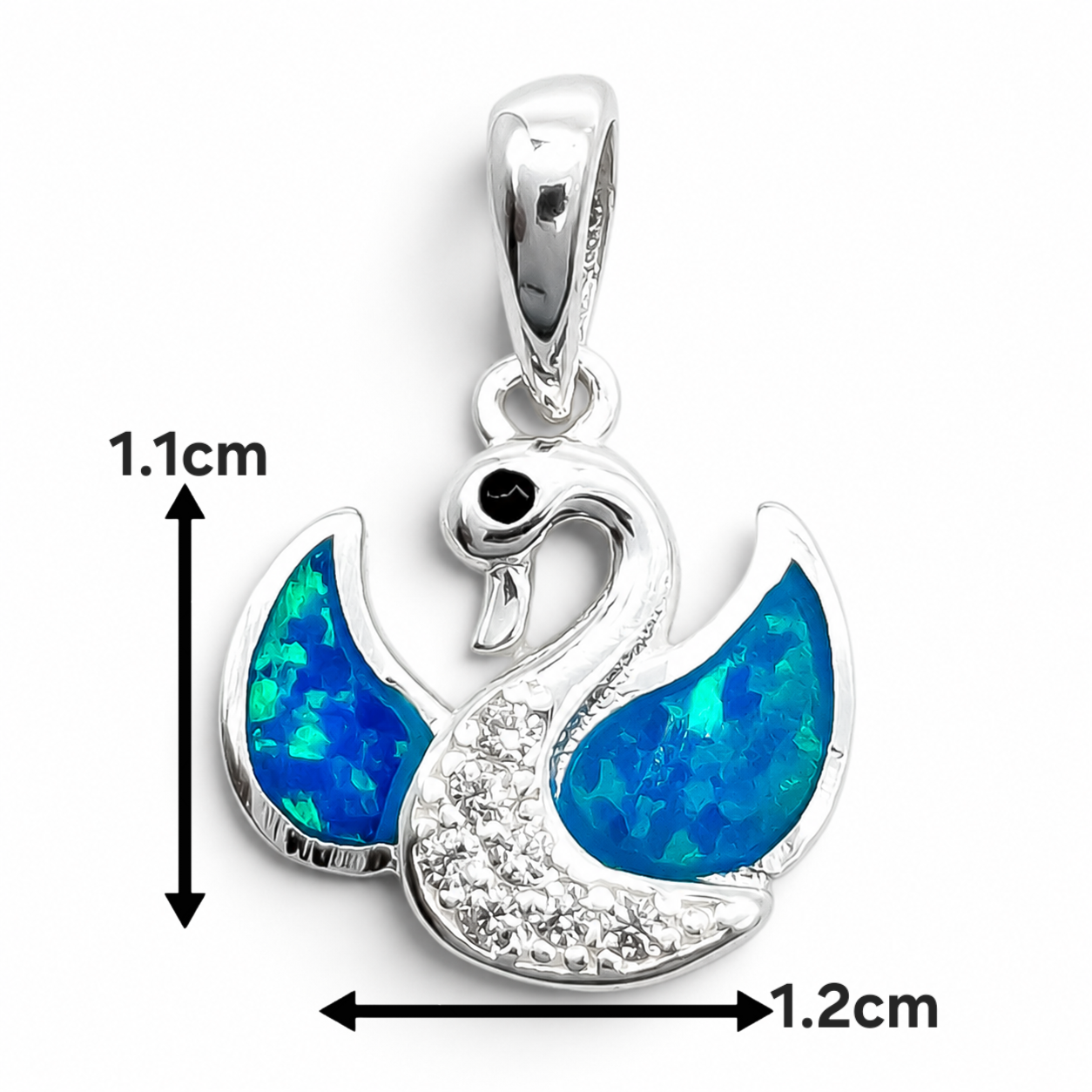 Dije Cisne Opalo Azul Plata Ley 925