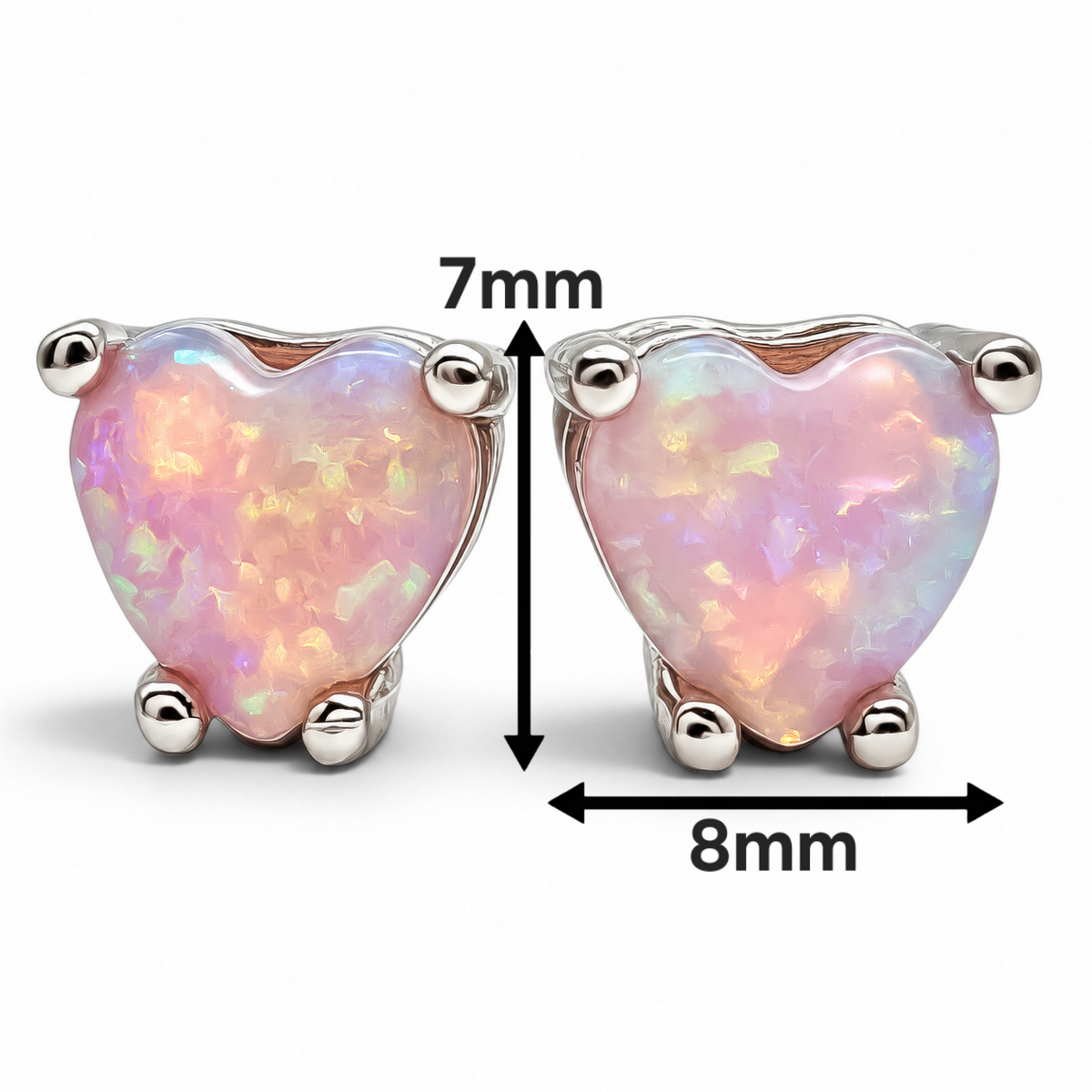 Arete Corazon Opalo Rosa Plata Ley 925