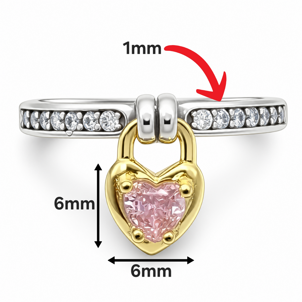 Anillo Corazon Colgante Pan Plata Ley 925