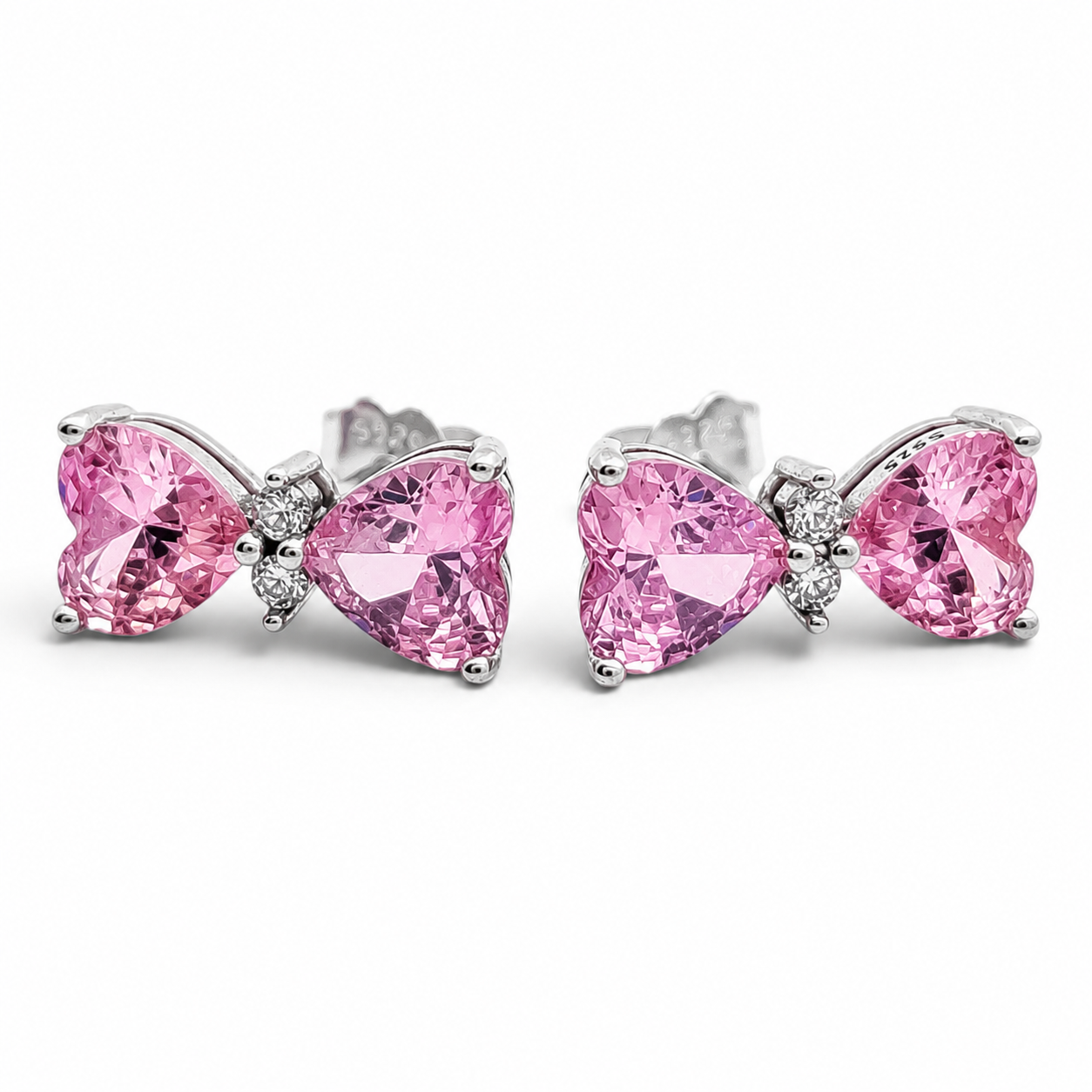 Arete 2 Corazones Rosa