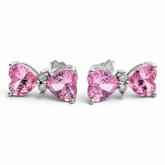 Arete 2 Corazones Rosa