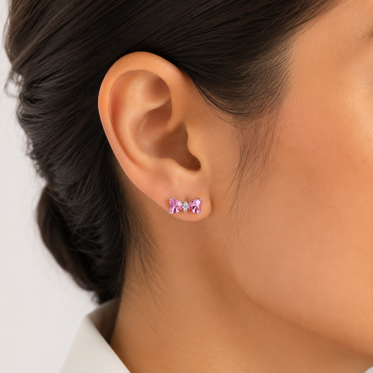 Arete 2 Corazones Rosa
