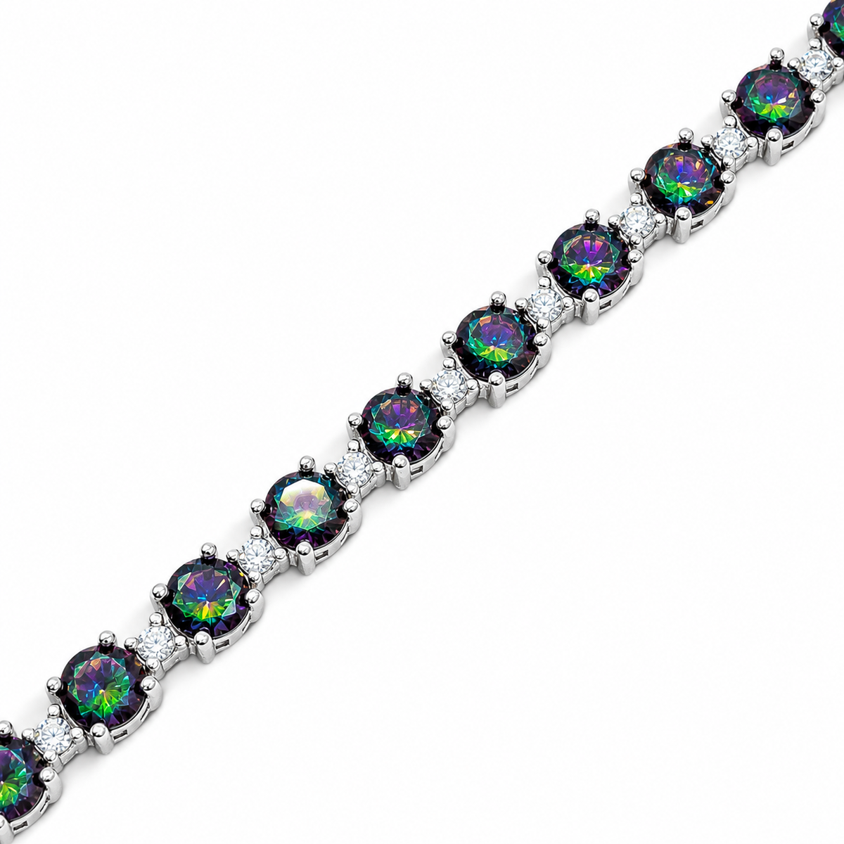 Pulsera Ovalo Tornazol Topacio Mistico Plata Ley 925