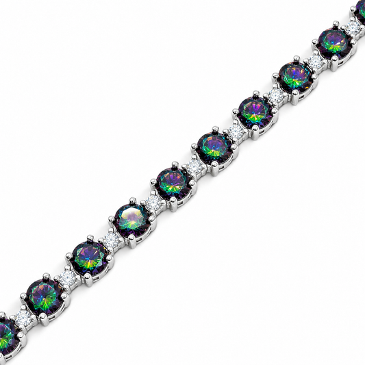 Pulsera Ovalo Tornazol Topacio Mistico Plata Ley 925