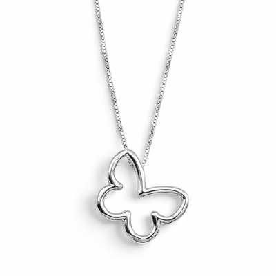 Collar Mariposa Silueta Plata Ley 925