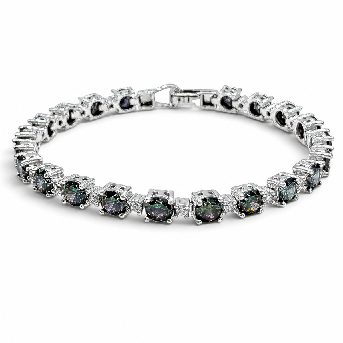 Pulsera Ovalo Tornazol Topacio Mistico Plata Ley 925
