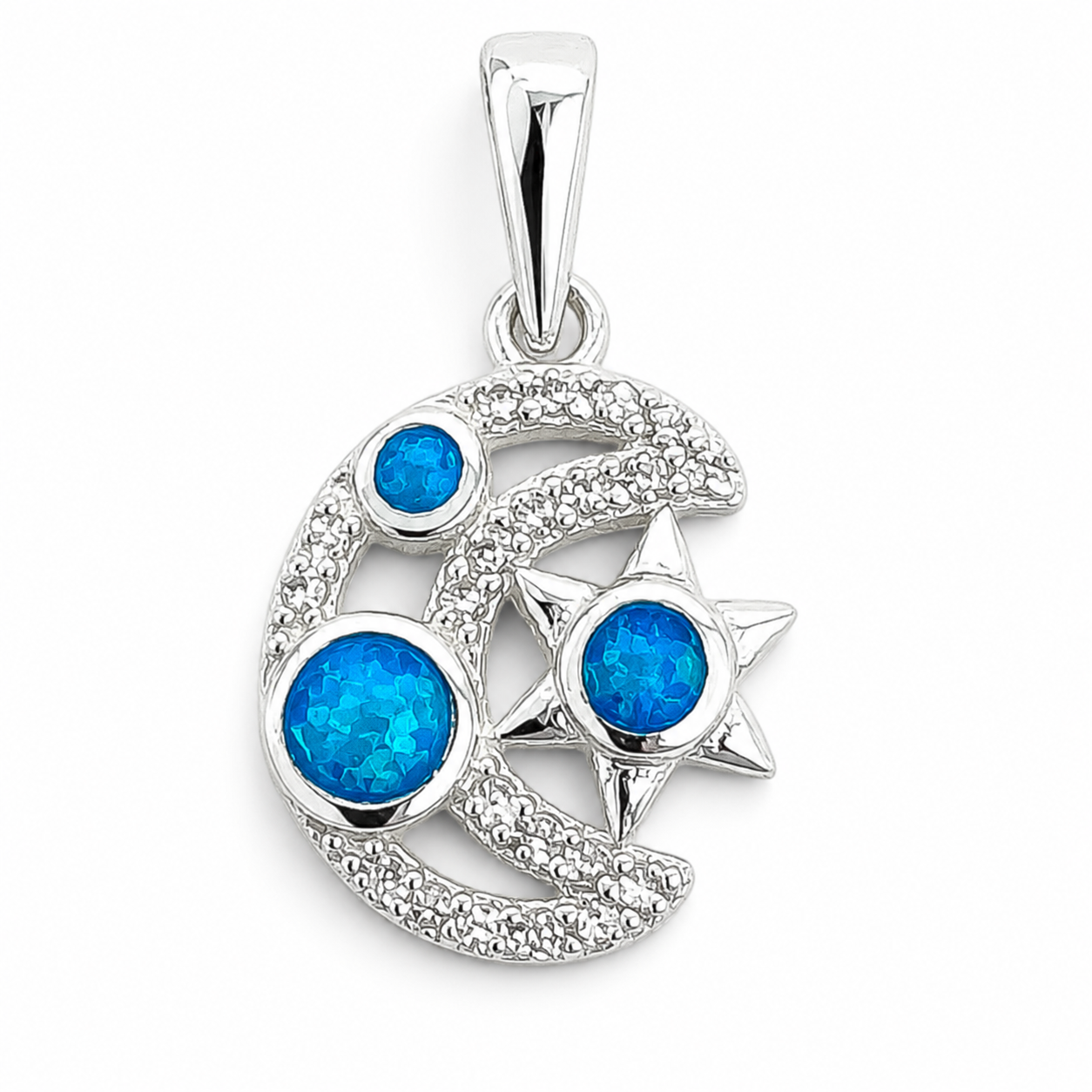 Dije Estrella Luna Azul Plata Ley 925