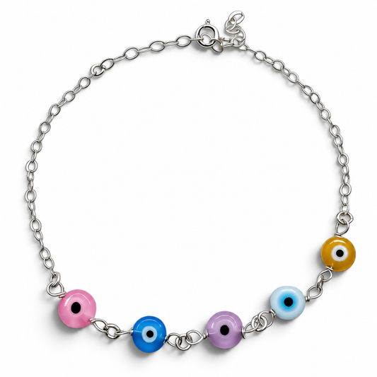 Pulsera Ojo Multicolor Plata Ley 925