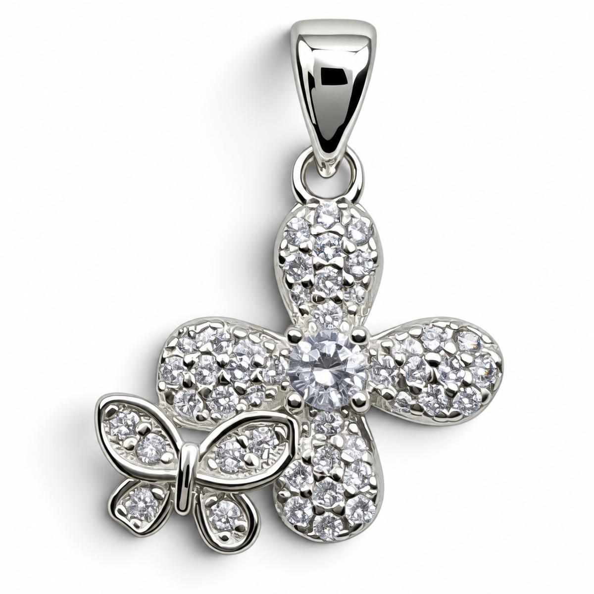 Dije Zirconia Flor Mariposa Plata Ley 925