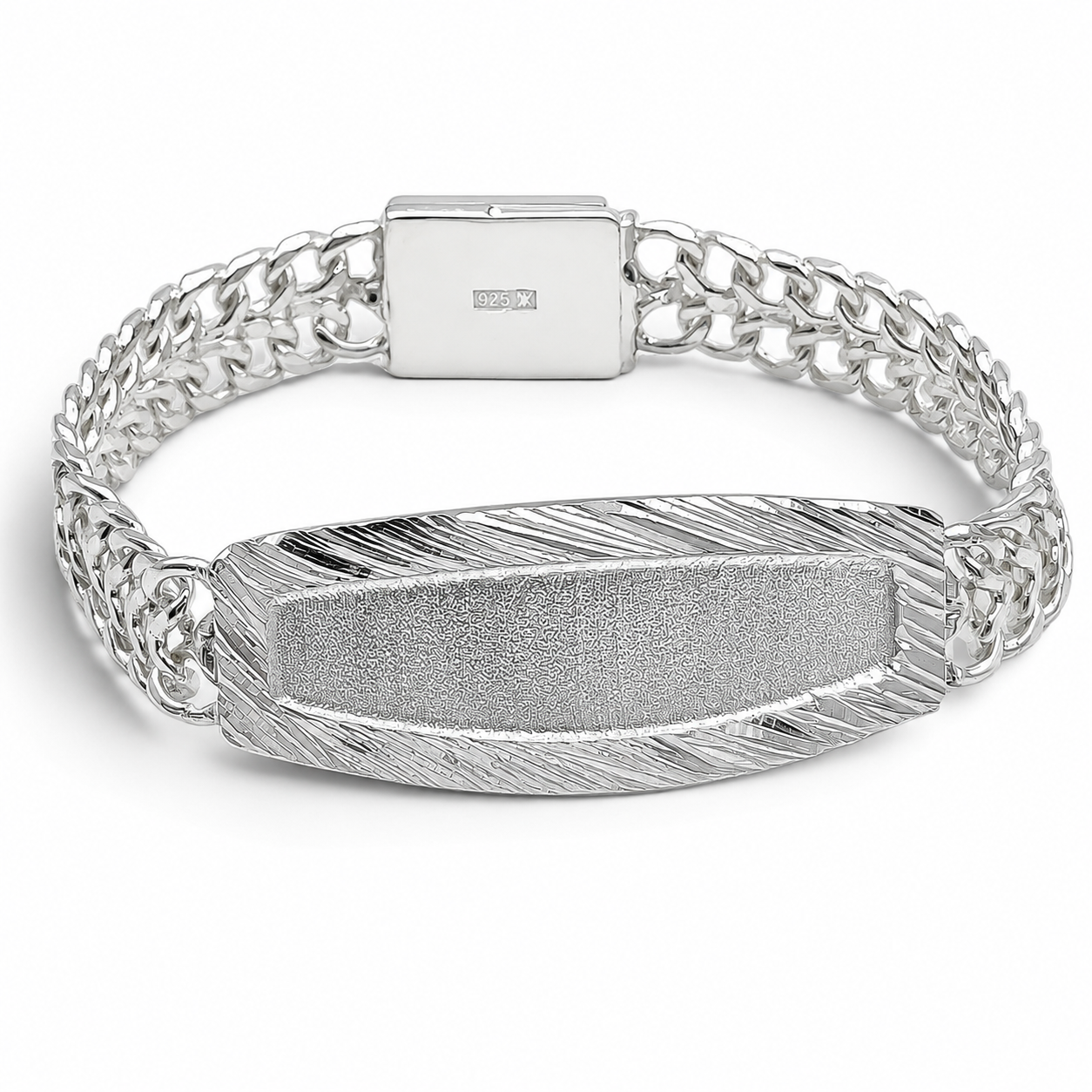 Esclava Doble Cubana 7mm Plata Ley 925