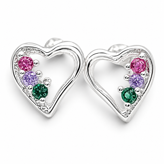Broquel Corazon Multicolor Plata Ley 925