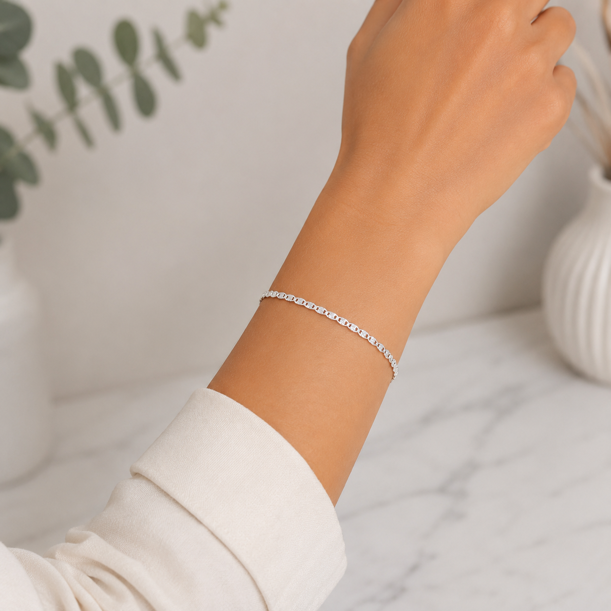 Pulsera Diamantada Plata Ley 925