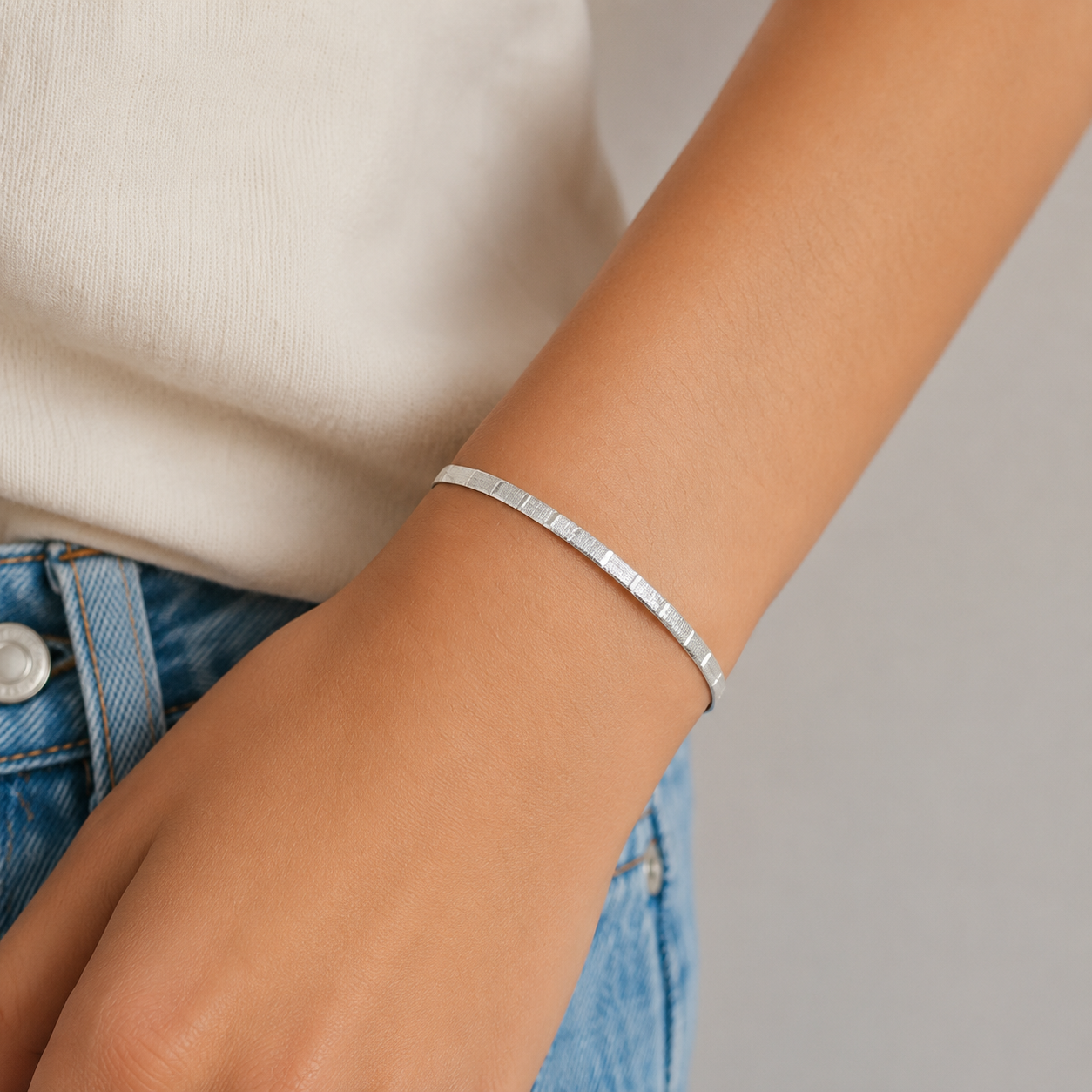 Pulsera Panza de Vibora 3mm Plata Ley 925