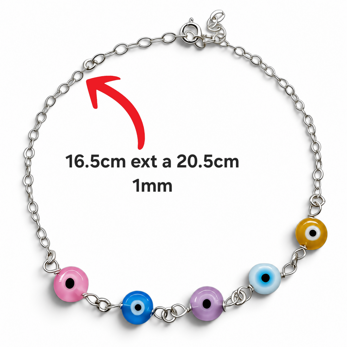 Pulsera Ojo Multicolor Plata Ley 925