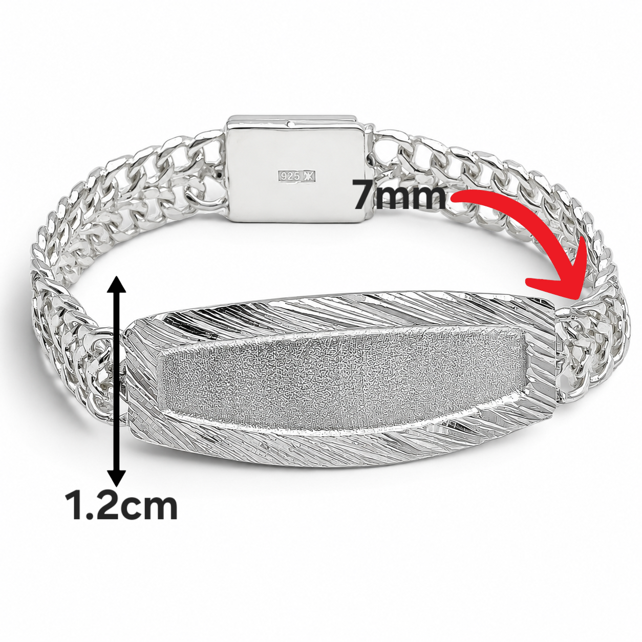 Esclava Doble Cubana 7mm Plata Ley 925