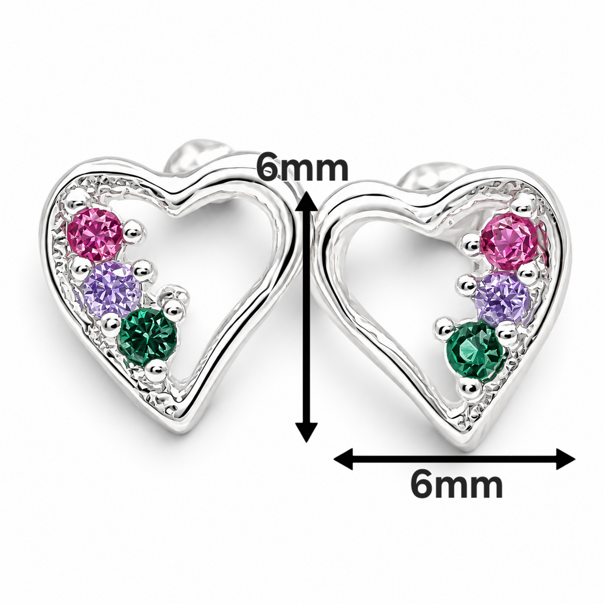 Broquel Corazon Multicolor Plata Ley 925