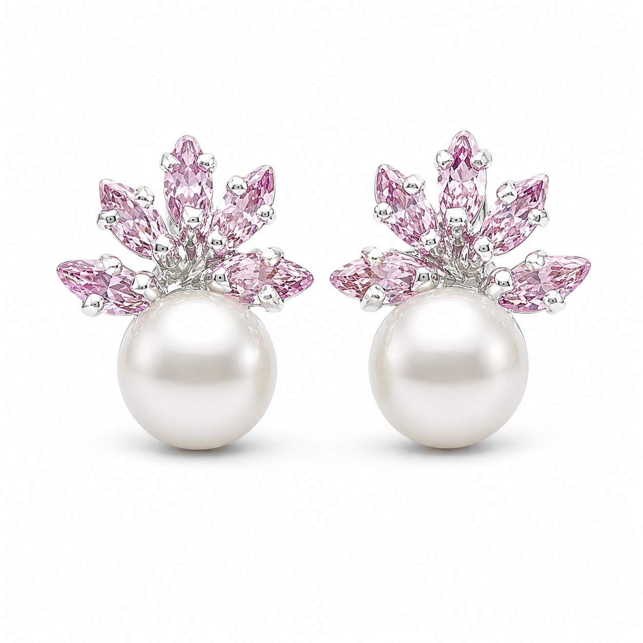 Broquel Perla Zirconia Rosa
