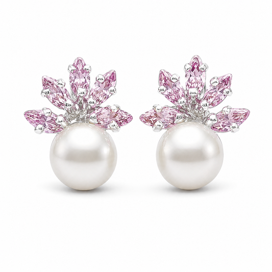 Broquel Perla Zirconia Rosa