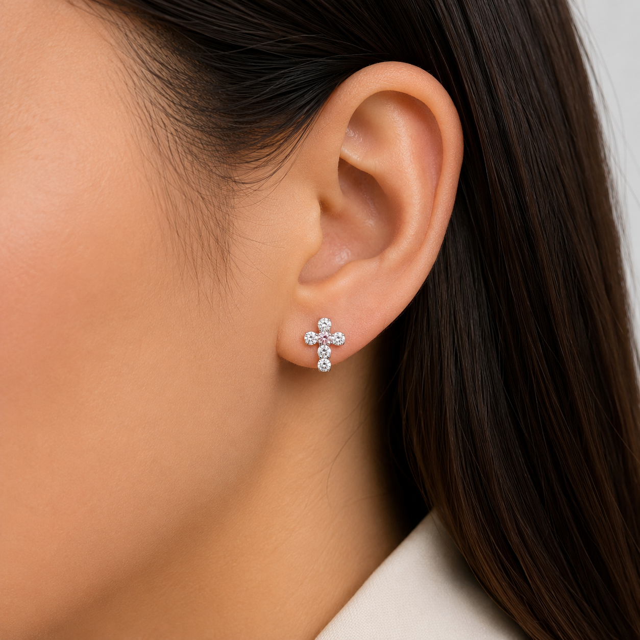 Broquel Cruz Zirconia Rosa