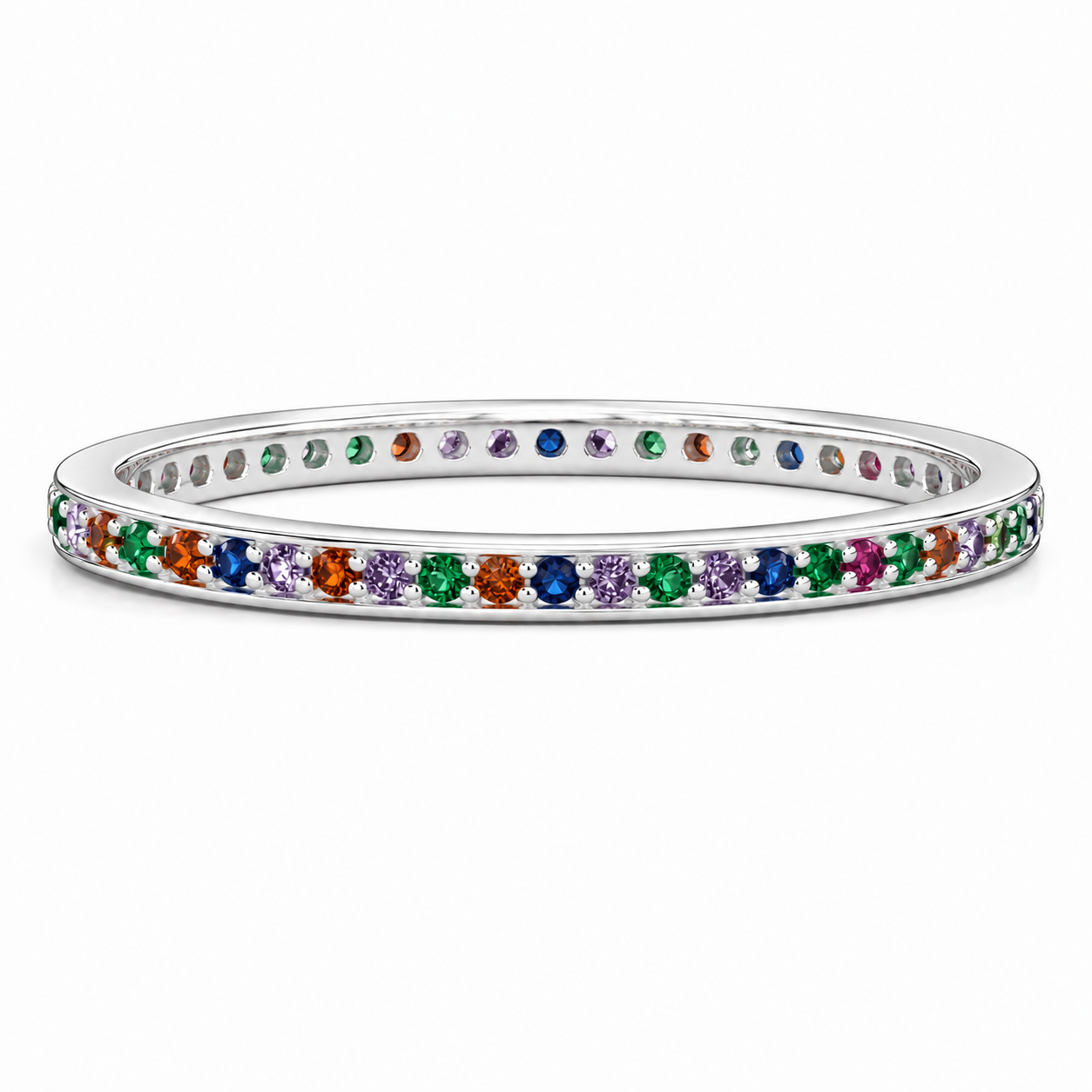 Anillo Churumbela Multicolor Plata Ley 925