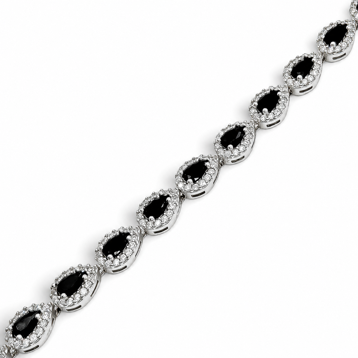 Pulsera Zirconia Negra Plata Ley 925