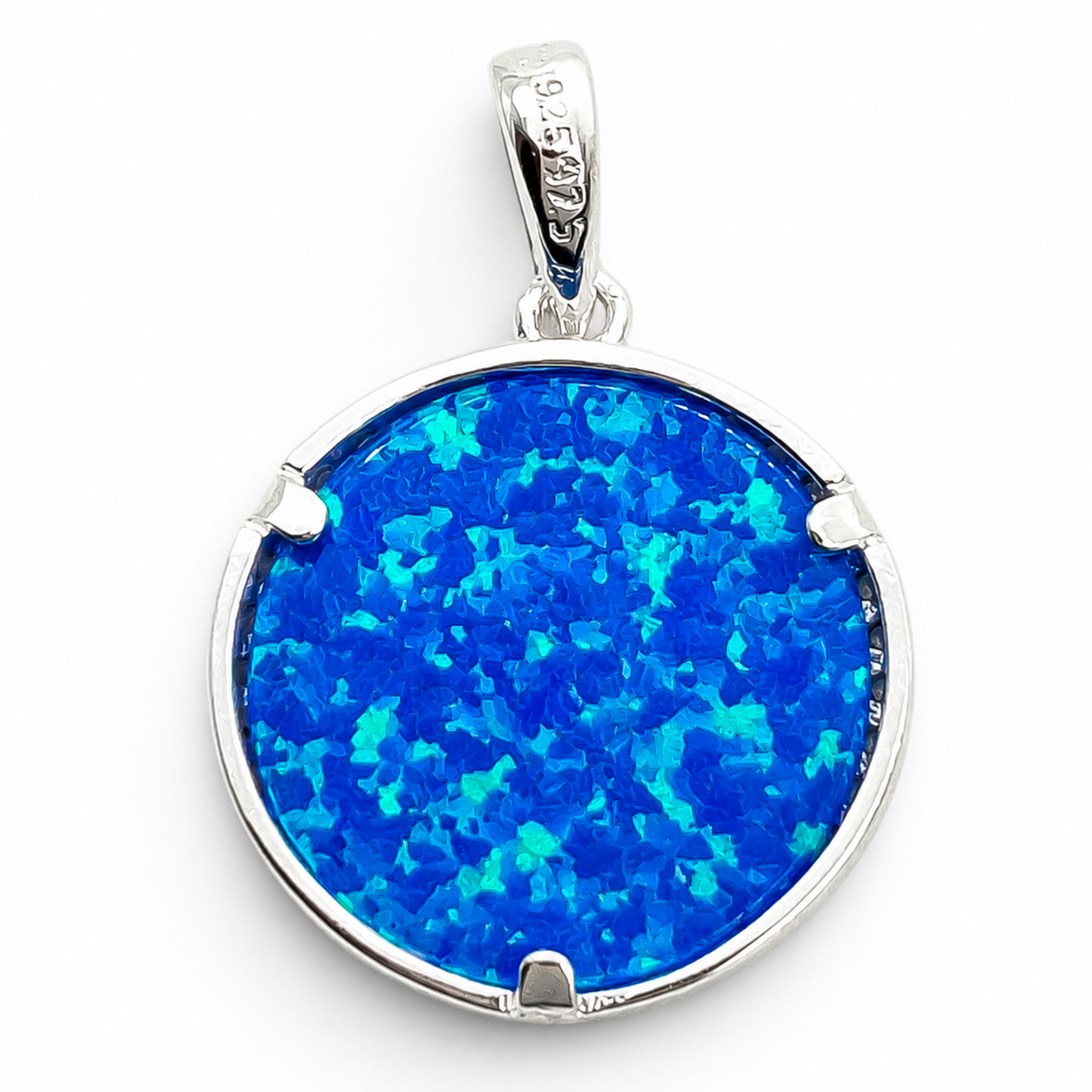 Dije Opalo Azul Luna Plata Ley 925