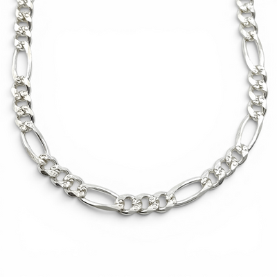 Cadena Figaro Diamantada 4mm Plata Ley 925