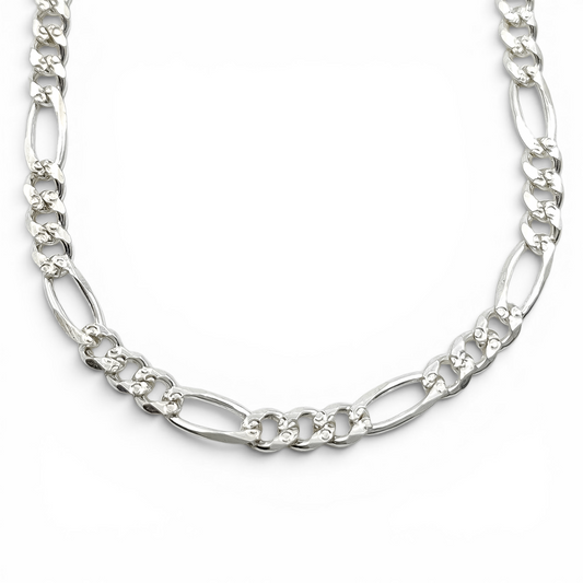 Cadena Figaro Diamantada 4mm Plata Ley 925