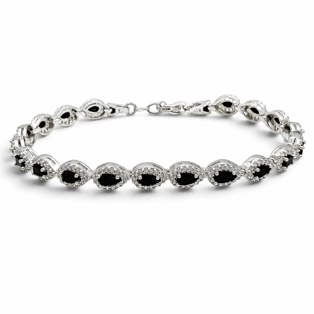 Pulsera Zirconia Negra Plata Ley 925