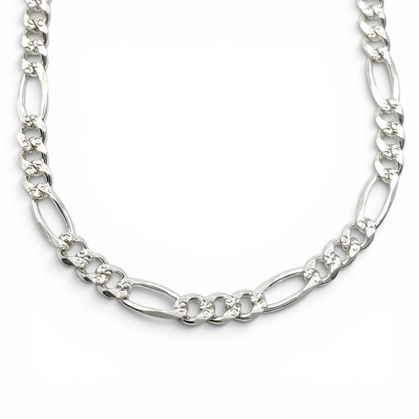 Cadena Figaro Diamantada 4mm Plata Ley 925