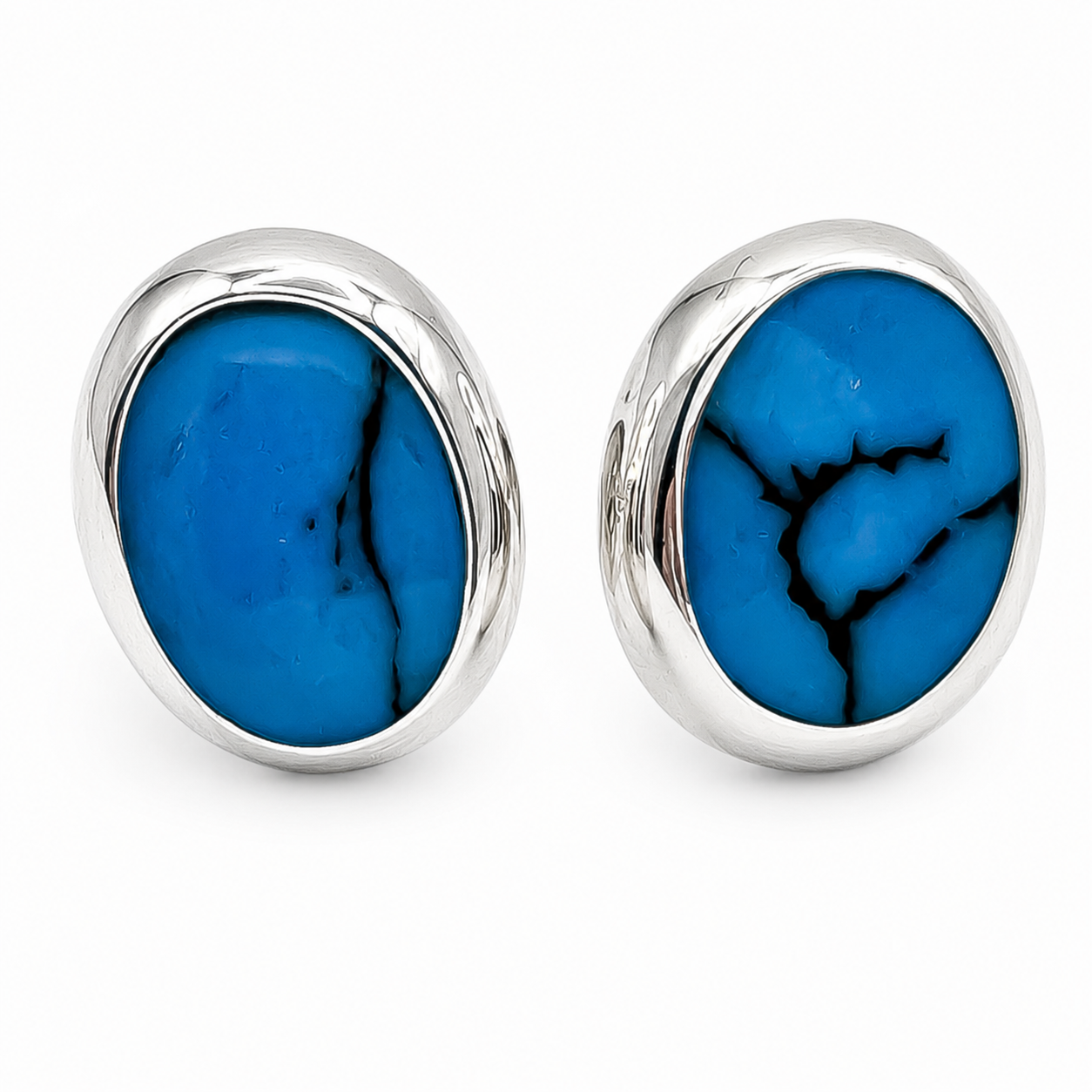 Arete Ovalo Azulito Plata Ley 925