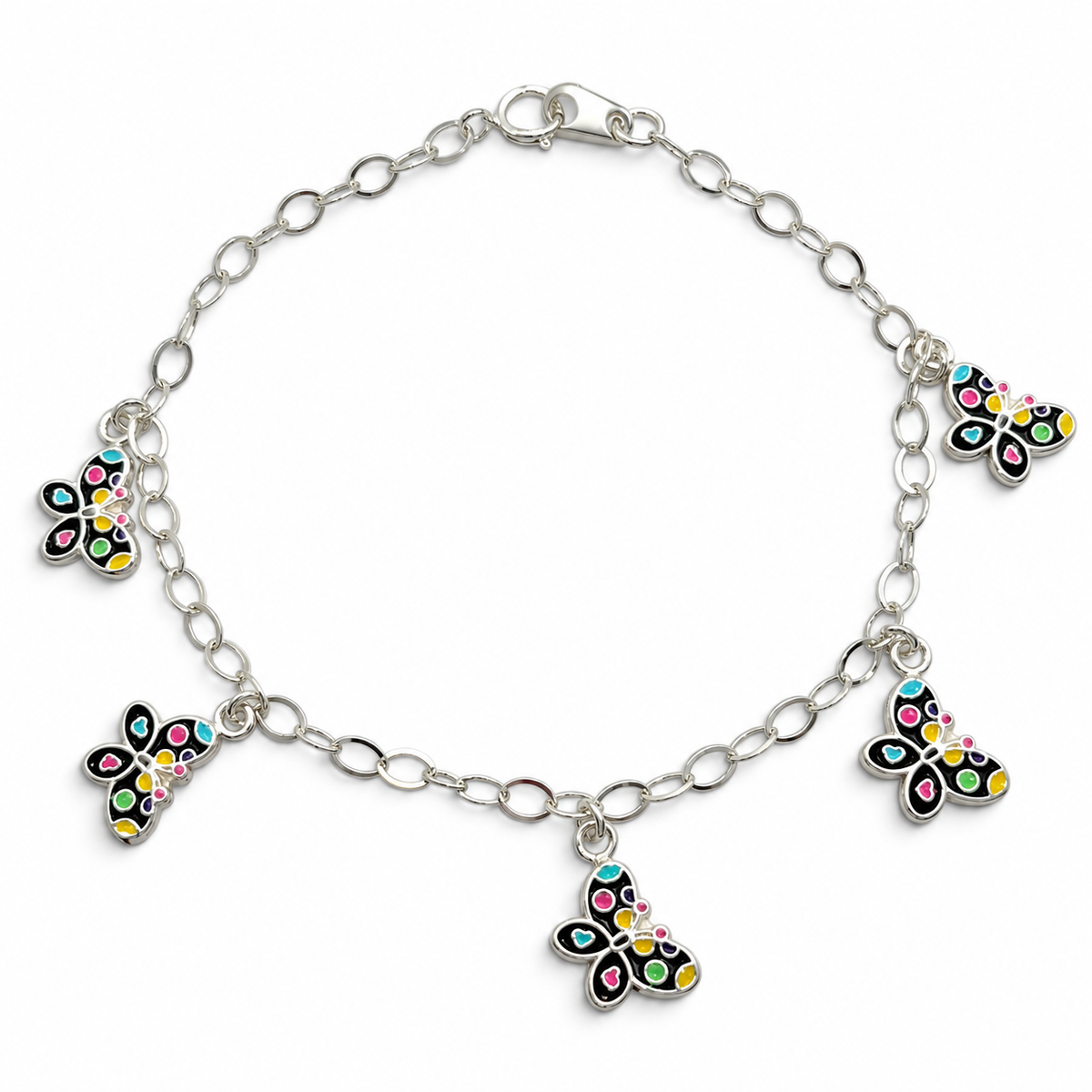 Pulsera Mariposa Negra Plata Ley 925