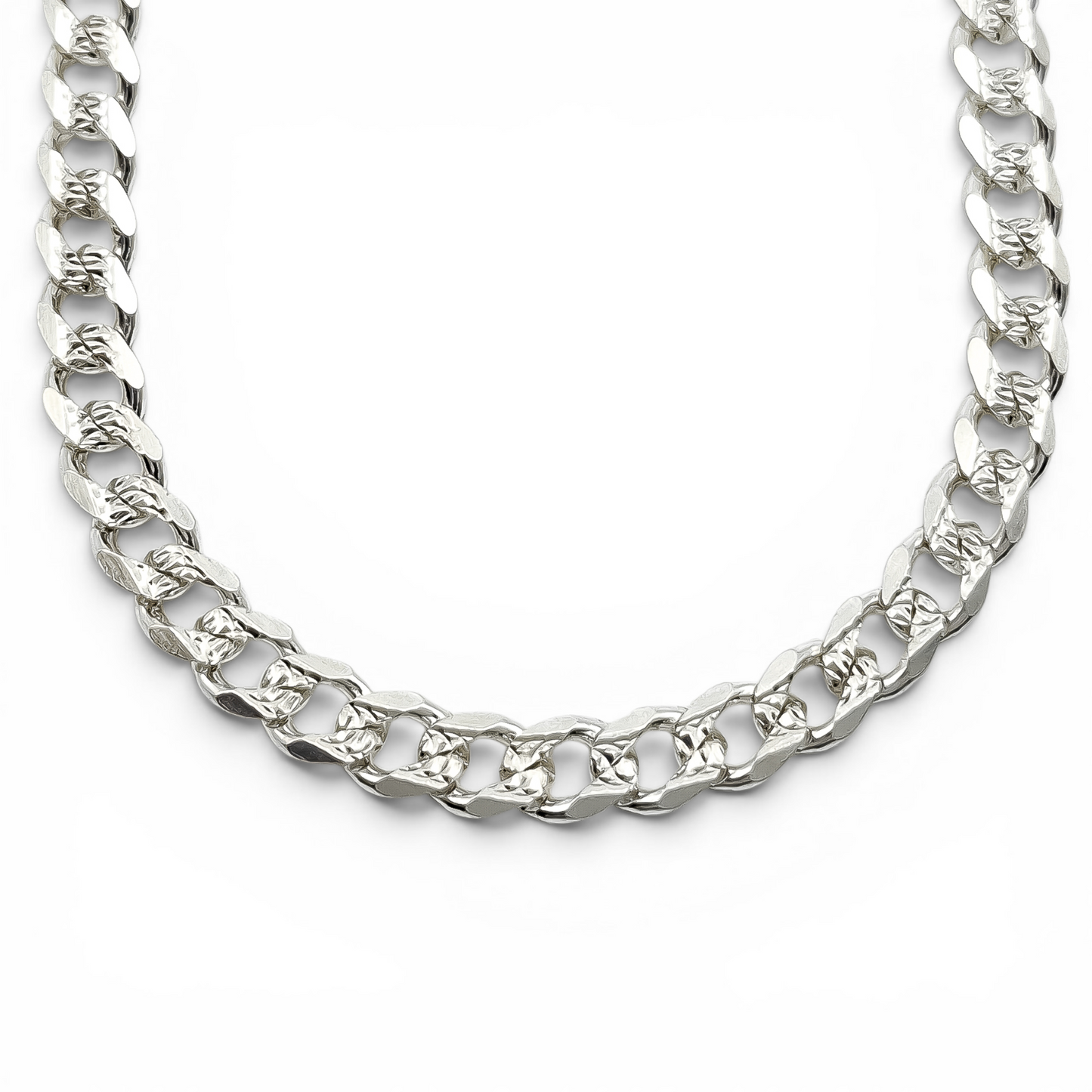 Cadena Cubana Diamantada 5mm Plata Ley 925
