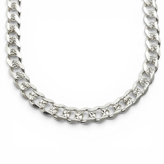 Cadena Cubana Diamantada 5mm Plata Ley 925