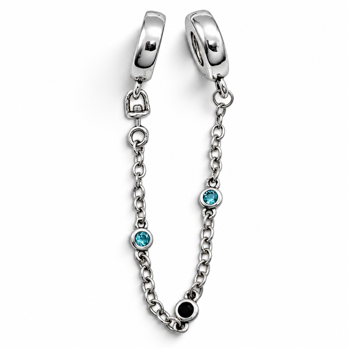 Charm Broche de Seguridad Cadena Plata Ley 925