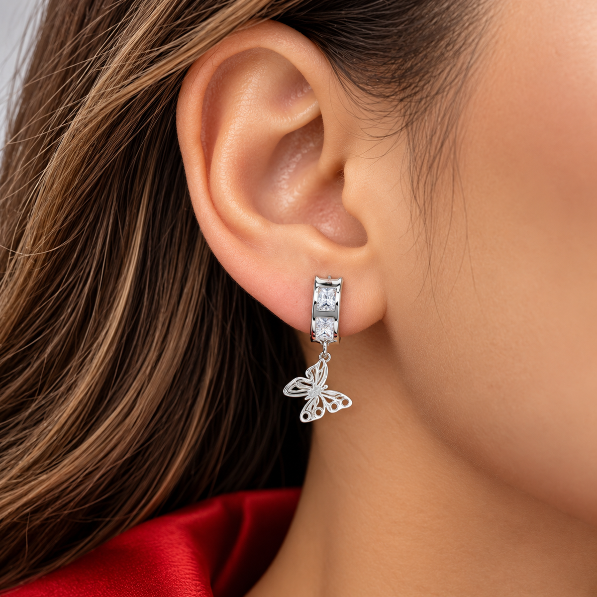Hugguies Mariposa Plata Ley 925