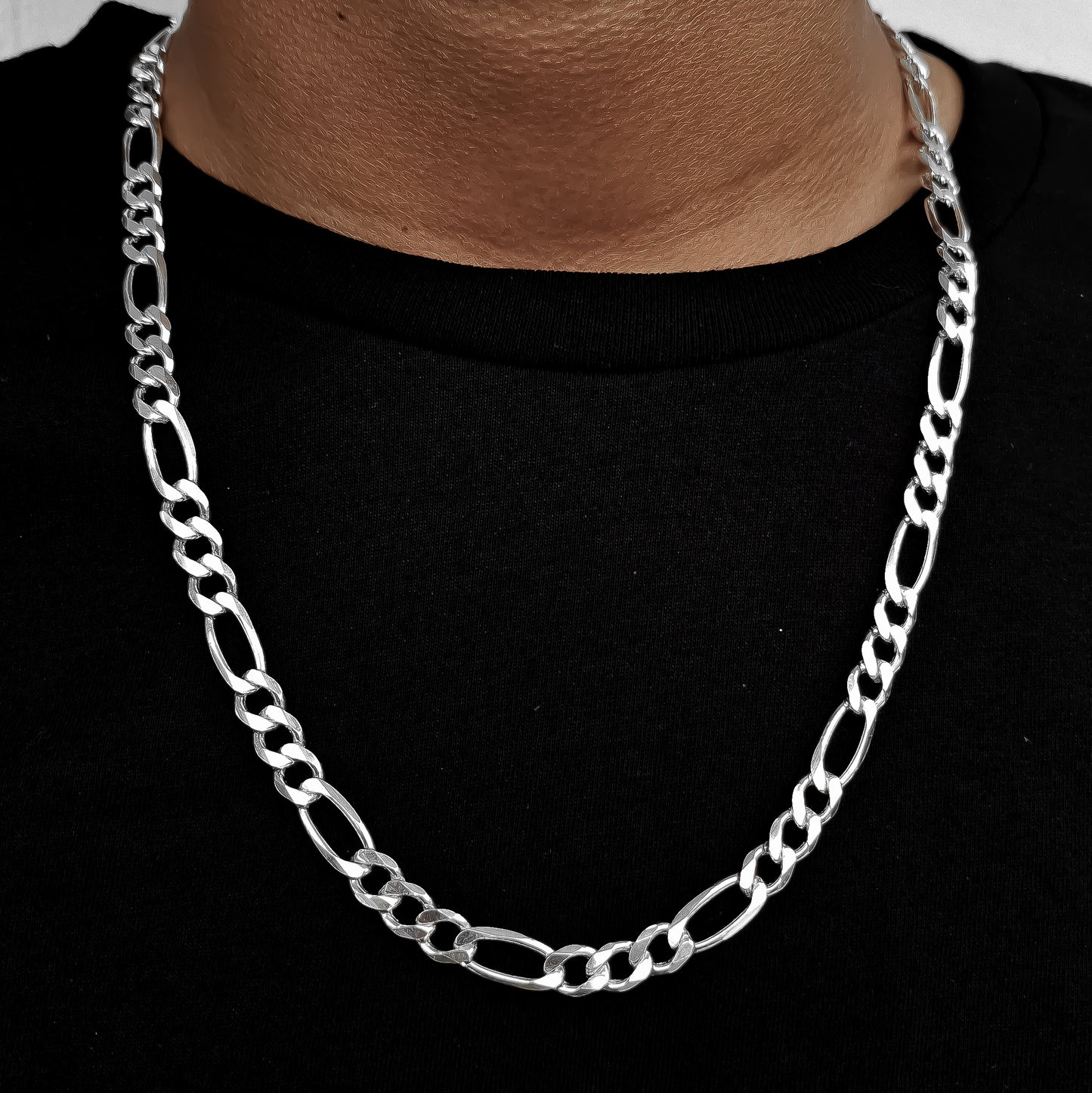 Cadena Figaro Lisa 7mm Plata Ley 925