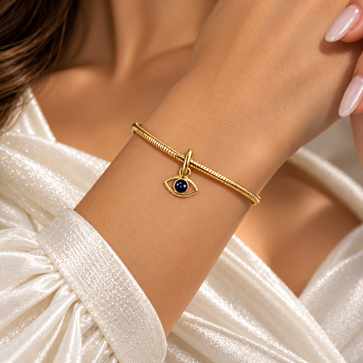 Charm Ojo Dorado Plata Ley 925