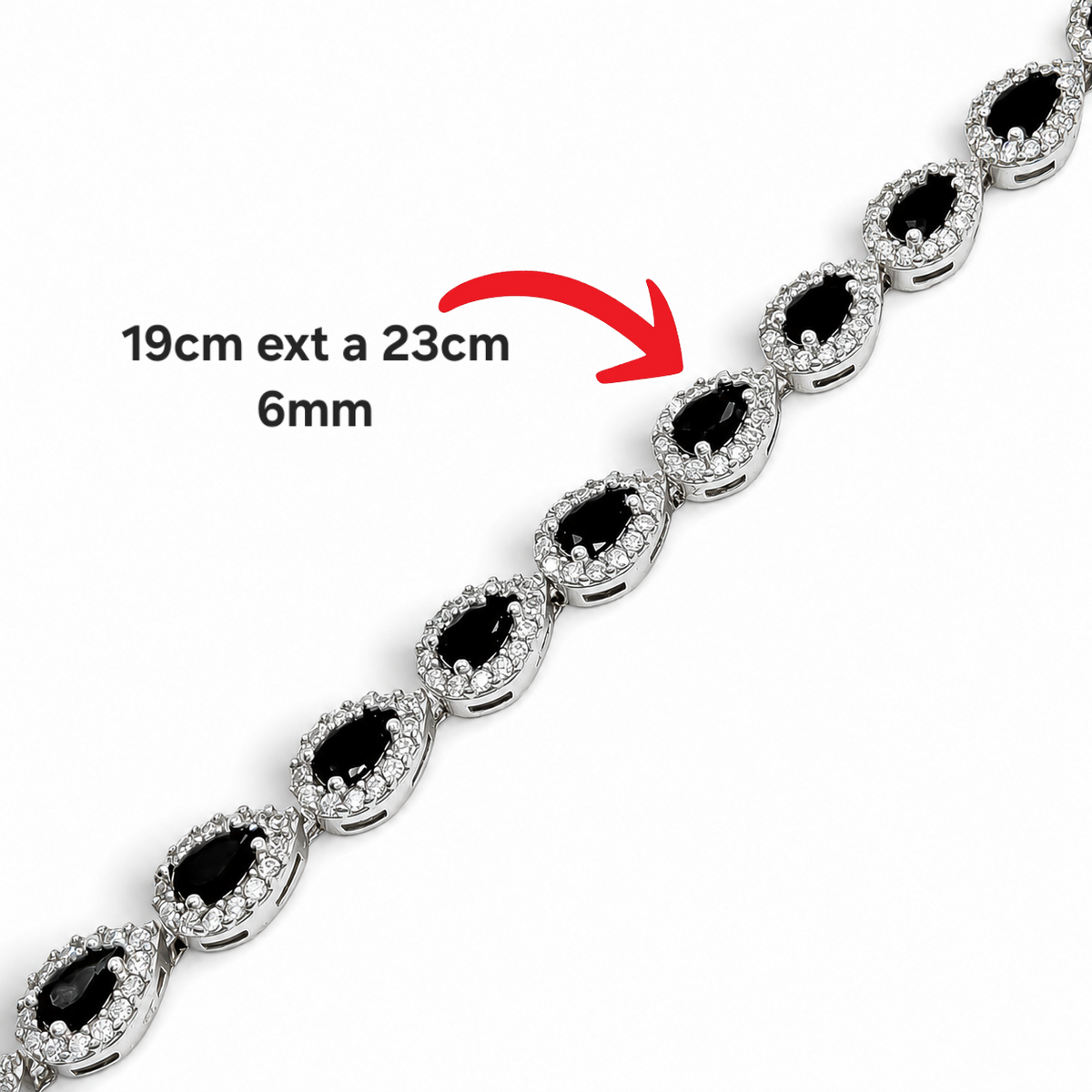 Pulsera Zirconia Negra Plata Ley 925