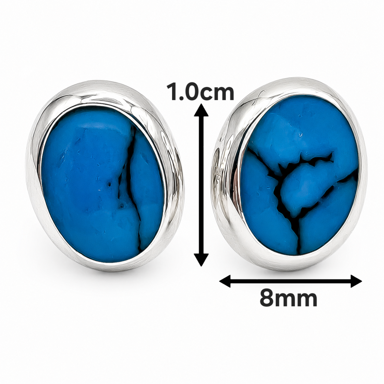 Arete Ovalo Azulito Plata Ley 925