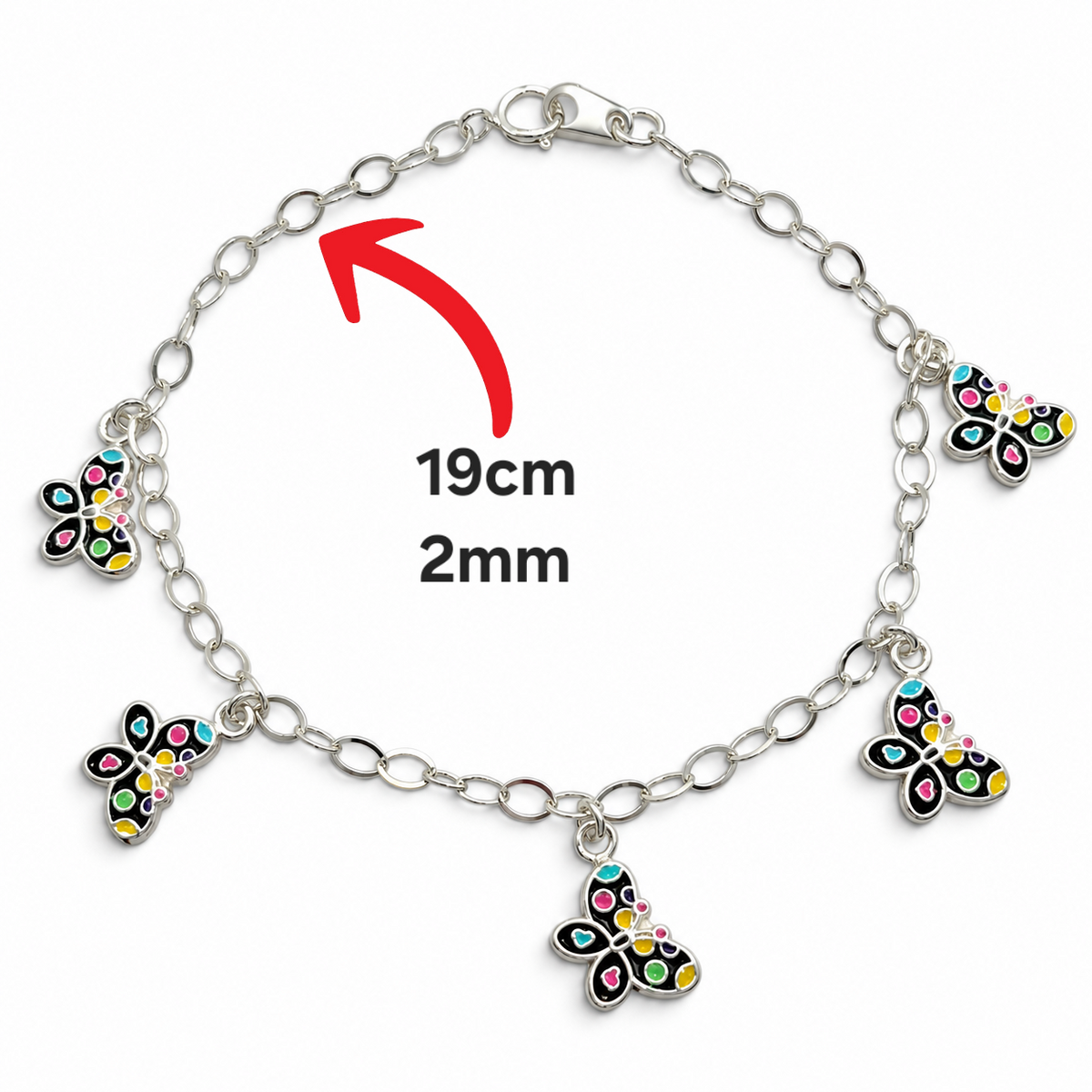 Pulsera Mariposa Negra Plata Ley 925