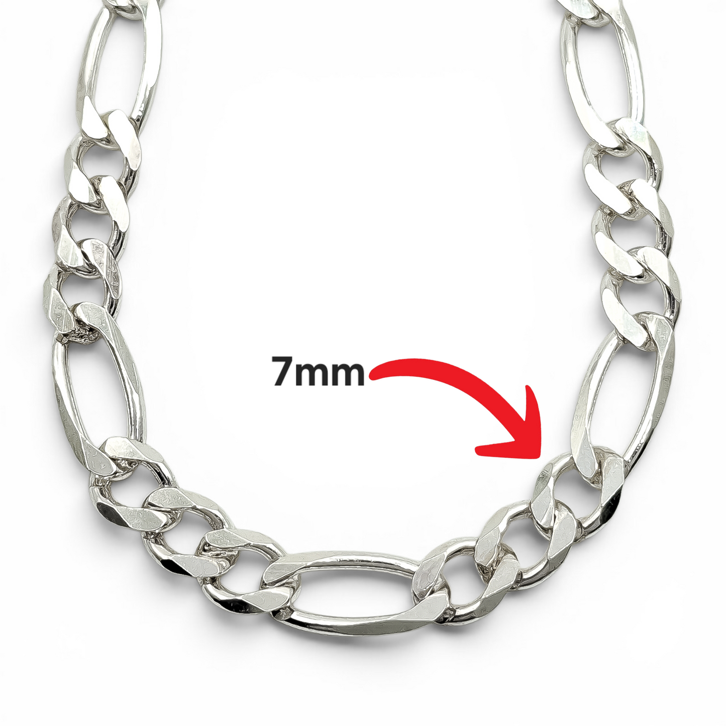 Cadena Figaro Lisa 7mm Plata Ley 925