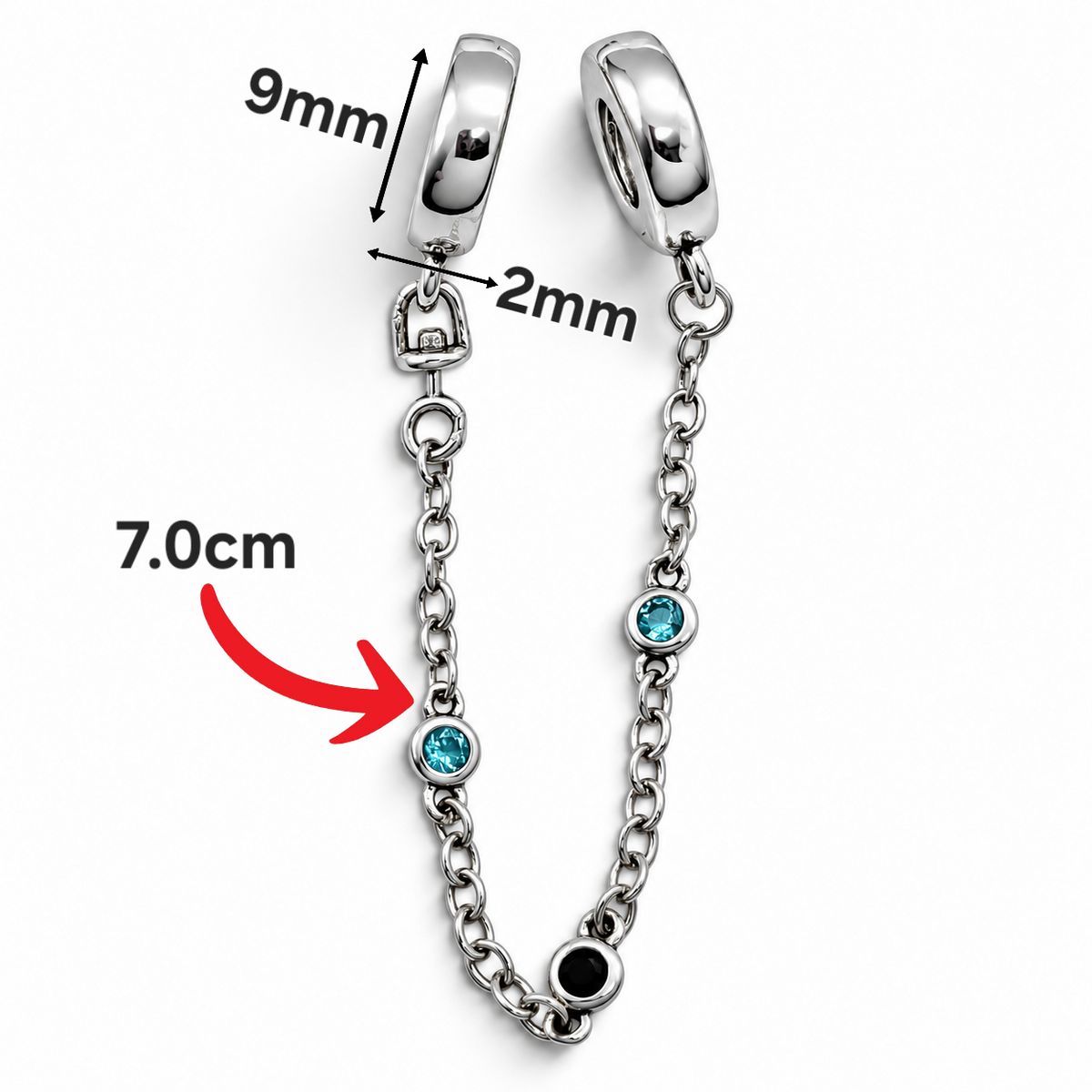 Charm Broche de Seguridad Cadena Plata Ley 925