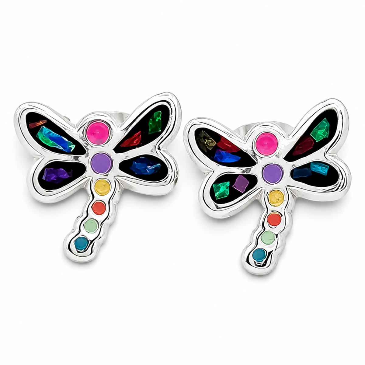 Set Libelula Multicolor Plata Ley 925