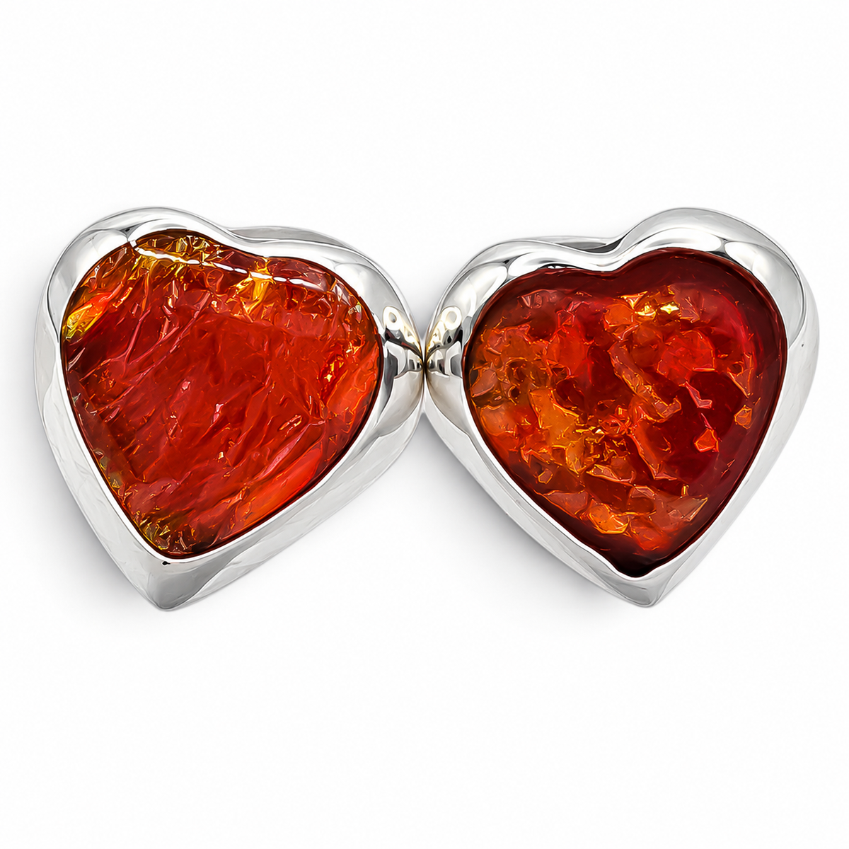 Arete Corazon Opalo Naranja Plata Ley 925