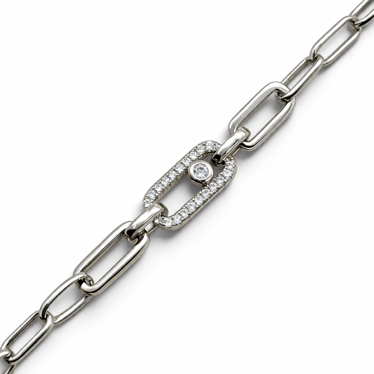 Pulsera Tipo Clip Zirconia Plata Ley 925