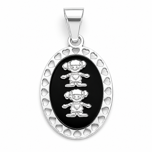 Dije Oscuro 2 Niñas Plata Ley 925