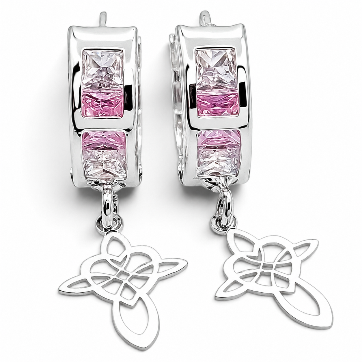 Hugguies Corazon Nudo Rosa Plata Ley 925