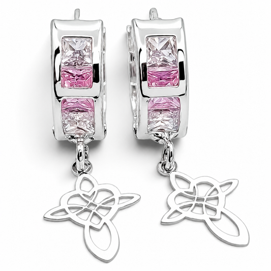 Hugguies Corazon Nudo Rosa Plata Ley 925