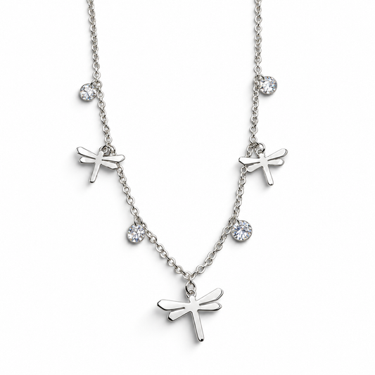 Collar Libelula Plata Ley 925